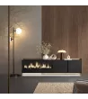 Mueble TV suspendido con chimenea eléctrica y luces LED