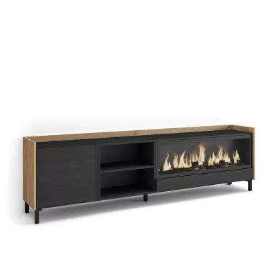 Meuble TV avec cheminée électrique et design industriel