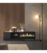 Meuble TV avec cheminée électrique et design industriel