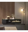 Mueble TV chimenea eléctrica negro/roble 212x35x50cm