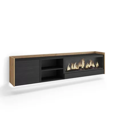 Meuble TV suspendu avec cheminée électrique et lumières LED
