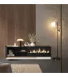 Mueble TV suspendido con chimenea eléctrica y luces LED