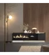 Mueble TV suspendido con chimenea eléctrica y luces LED