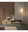 Mueble TV con chimenea eléctrica roble y negro 212x35x50cm