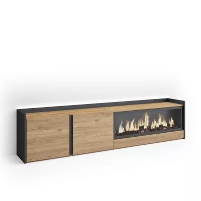 Mueble TV con chimenea eléctrica y luces LED