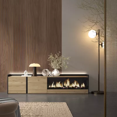 Mueble TV con chimenea eléctrica y luces LED