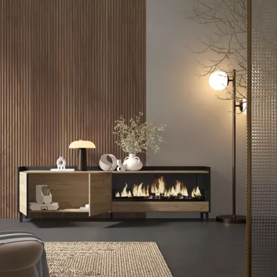 Meuble TV avec cheminée électrique style industriel