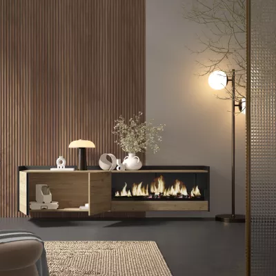 Mueble TV con chimenea eléctrica suspendido