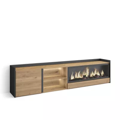 Mueble TV con chimenea eléctrica y luces LED
