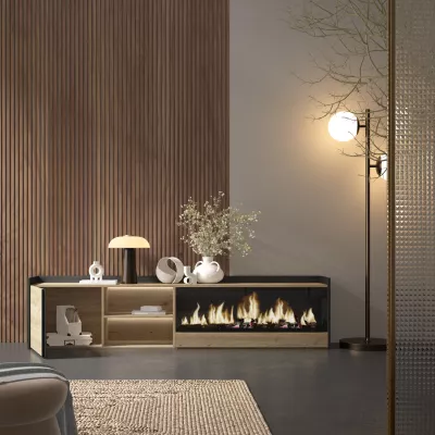 Meuble TV avec cheminée électrique et lumières LED