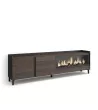 Mueble TV chimenea eléctrica roble/negro 212x61x35cm