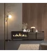 Mueble TV chimenea eléctrica roble/negro 212x61x35cm