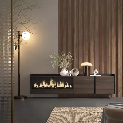 Meuble TV suspendu avec cheminée électrique