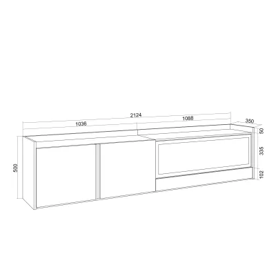 Mueble TV con chimenea eléctrica y luces LED suspendido
