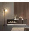 Mueble TV con chimenea eléctrica y luces LED suspendido