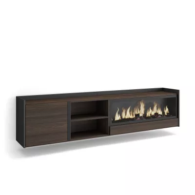 Mueble TV con chimenea eléctrica y suspendido