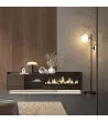Mueble TV suspendido con chimenea eléctrica y luces LED