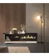 Mueble TV suspendido con chimenea eléctrica y luces LED