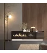 Mueble TV suspendido con chimenea eléctrica y luces LED