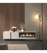Mueble TV con chimenea eléctrica colgado beige 212x50x35cm