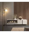 Mueble TV con chimenea eléctrica colgado beige 212x50x35cm