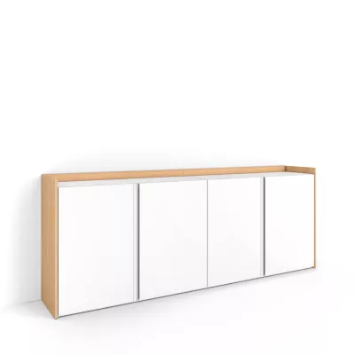 Buffet clair | Blanc et chêne | 207x80x35cm