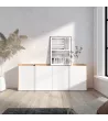 Aparador con armario/zapatero blanco roble soft 207x80x35cm