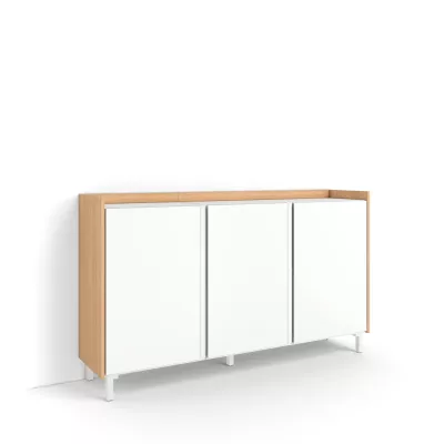 Buffet clair design industriel | Blanc et chêne