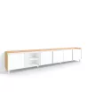 Meuble TV clair au design industriel | blanc et chêne