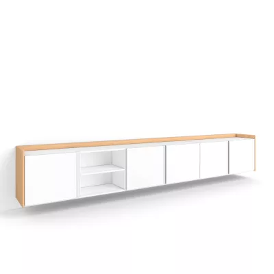 Mueble TV suspendido claro | Blanco y roble