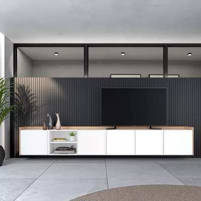Mueble TV suspendido claro | Blanco y roble