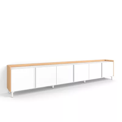 Mueble TV claro diseño industrial | blanco y roble