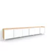 Meuble TV clair design industriel | blanc et chêne