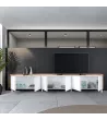 Meuble TV clair design industriel | blanc et chêne