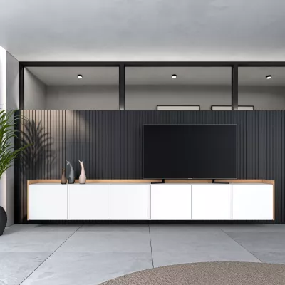 Mueble TV suspendido claro | Blanco y roble