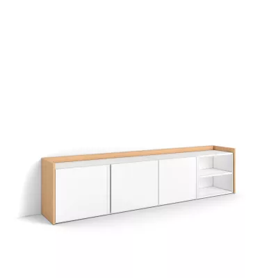 Mueble TV claro | Blanco y roble | 207x50x35cm