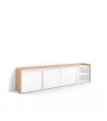 Meuble TV clair | Blanc et chêne | 207x50x35cm