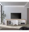 Meuble TV clair | Blanc et chêne | 207x50x35cm