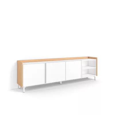 Mueble TV claro estilo industrial | Blanco y roble