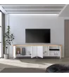 Meuble TV clair style industriel | Blanc et chêne