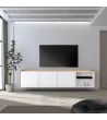 Meuble TV suspendu clair | blanc et chêne
