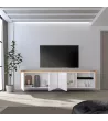 Meuble TV suspendu clair | blanc et chêne