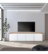 Meuble TV clair | Blanc et chêne | 207x50x35cm