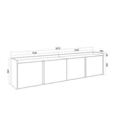 Meuble TV clair | Blanc et chêne | 207x50x35cm
