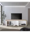 Meuble TV clair | Blanc et chêne | 207x50x35cm
