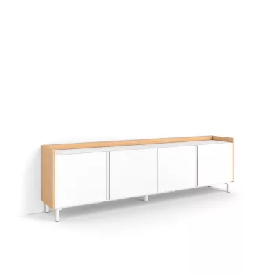 Mueble TV claro diseño industrial | Blanco y roble
