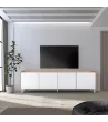 Mueble TV claro diseño industrial | Blanco y roble
