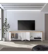 Meuble TV clair style industriel | Blanc et chêne