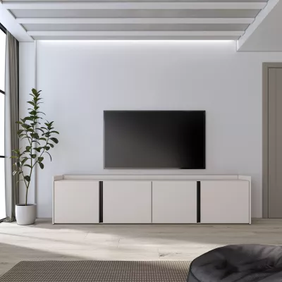 Mueble TV con almacenamiento beige 207x35x50cm