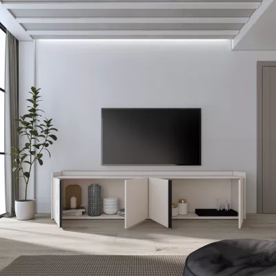 Mueble TV con almacenamiento beige 207x35x50cm